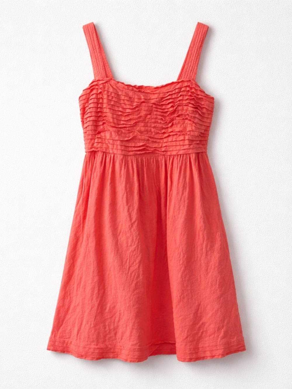 Rachel Zoe Linen Blend Coral Ruffle Bodice Cotton Lined Sundress- 8
